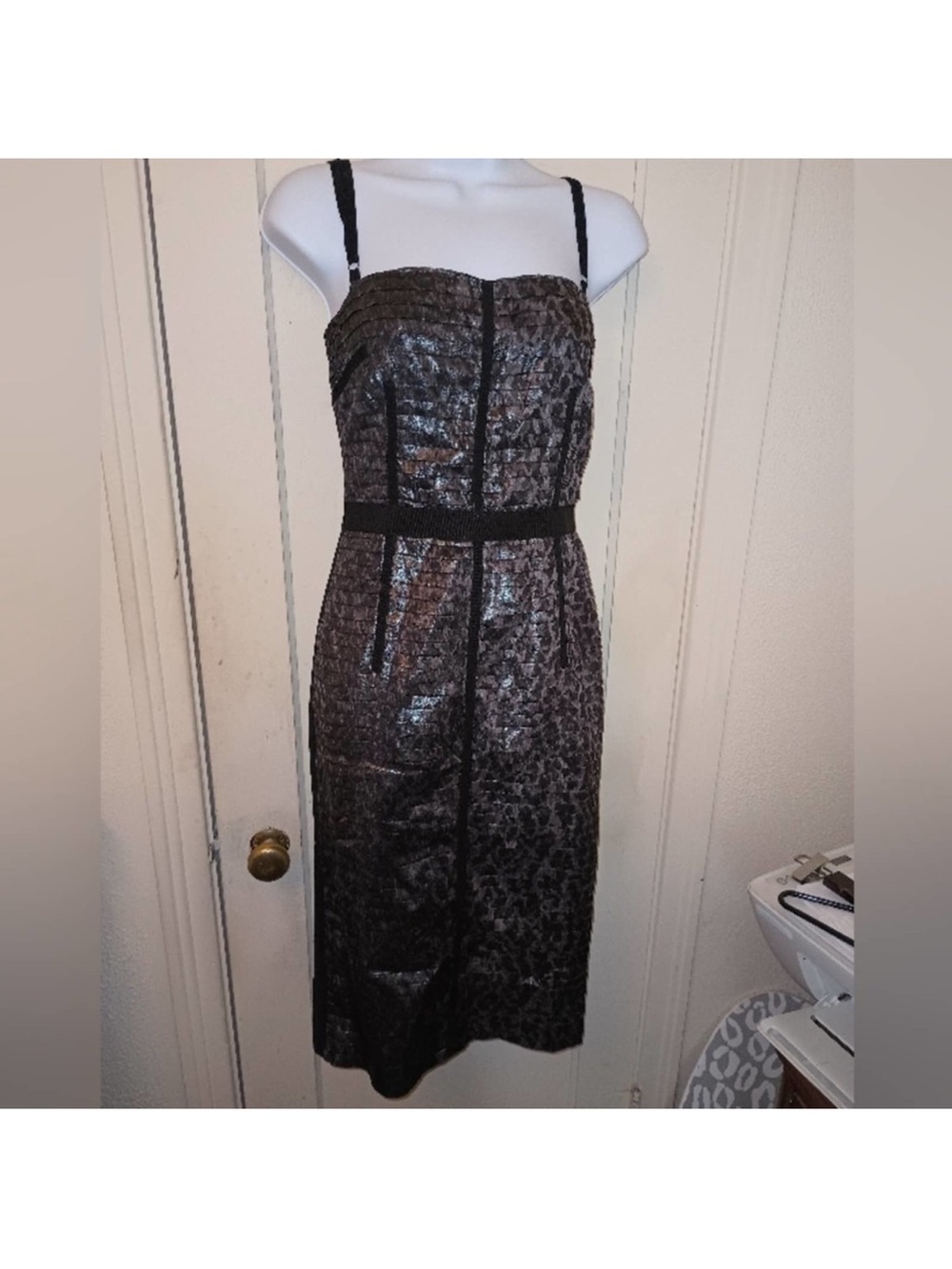 D&G Metallic Black Strap Midi Dress with Subtle Sheen